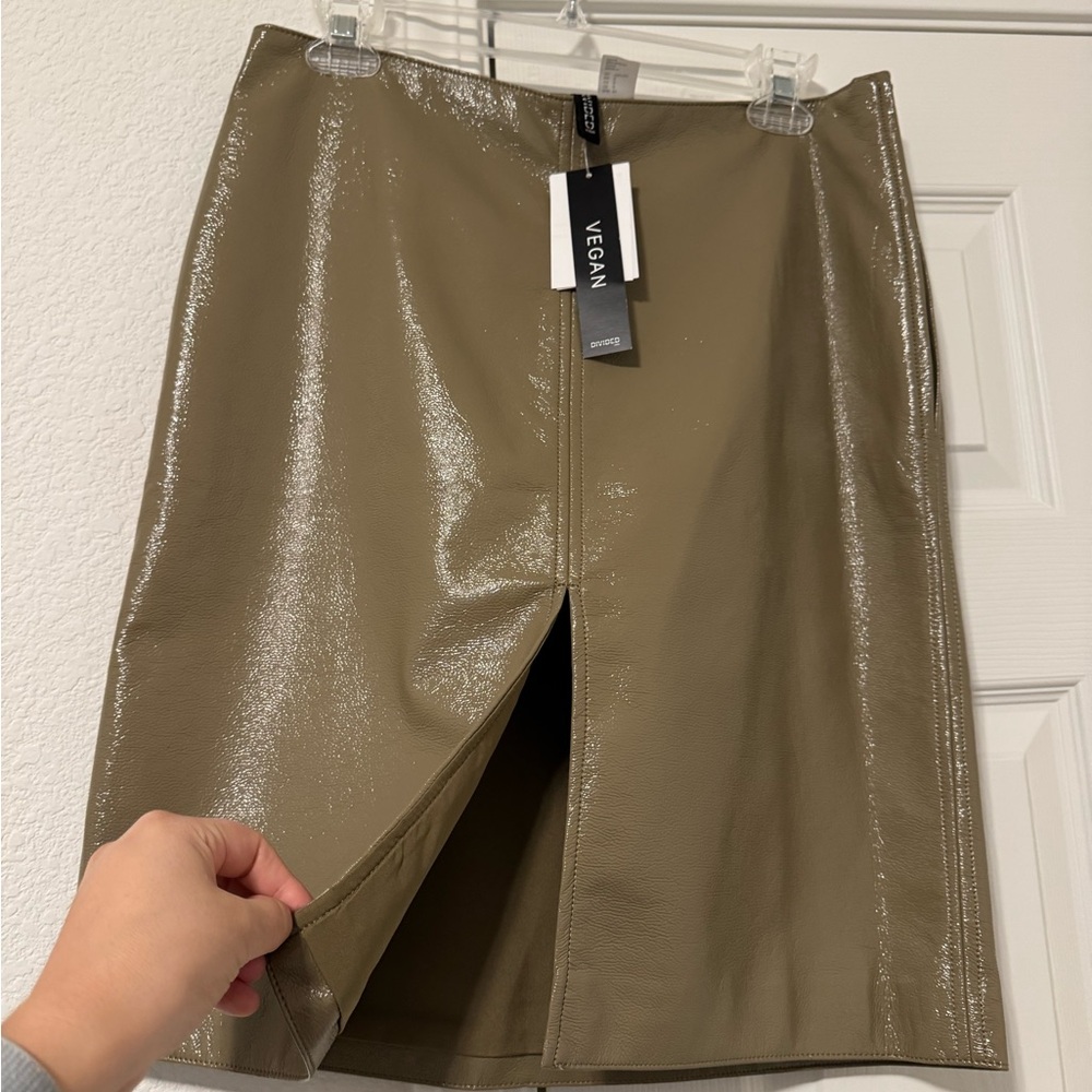 H&M Vegan Leather Pencil Skirt in Tan